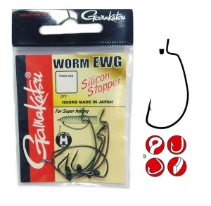 Gamakatsu Offset Worm EWG Hooks with Silicone Stopper