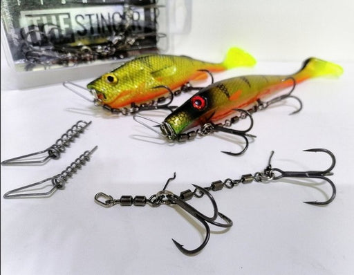 5.9 Hook Fishing Stinger Rig Soft Bait System Shallow Pike Wire Trace  Leader