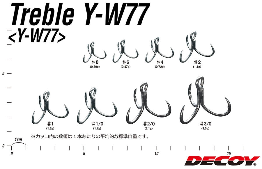 DECOY TREBLE Y-W77 - pack/4-6pcs. — Ratter Baits