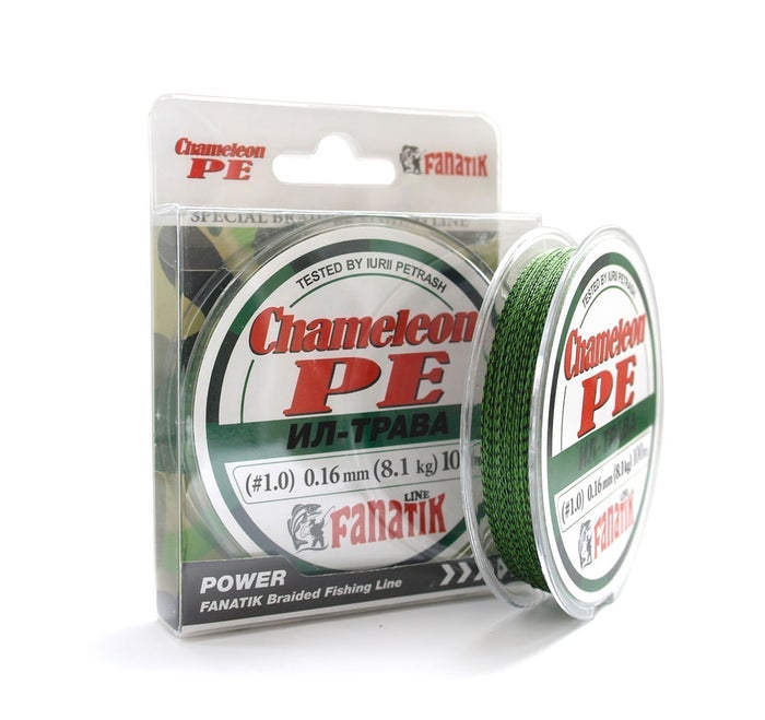 PE-braid FANATIK Chameleon PE X4 100 м Grass-Braid line-Fanatik